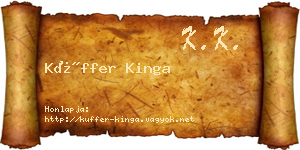 Küffer Kinga névjegykártya